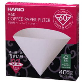 HARIO　ハリオ　V60用ペーパーフィルター02W　40枚　VCF-02-40W　（1〜4杯用）