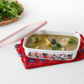 富士ホーロー　ムーミンフラワーガーデン　浅型角容器　M　MTH-M