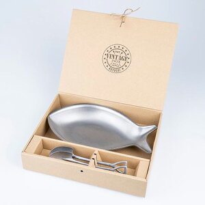 青芳 VINTAGE INOX ヴィンテージイノックス フィッシュプレートセット 2人用 スコップ 202193 アウトドア おしゃれ 食器洗浄機対応 カトラリー プレゼント 皿 ステンレス