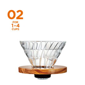 HARIO　ハリオ　V60　耐熱ガラス透過ドリッパーオリーブウッド　1-4杯用　VDGR-02-OV　コーヒードリップ　天然木　コク深い