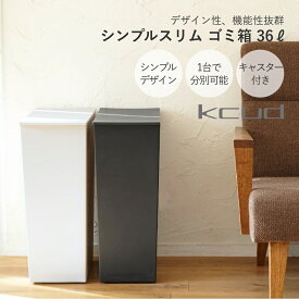 【レビュー特典】kcud クード シンプルスリムゴミ箱 36L(45Lゴミ袋対応) ダストボックス 岩谷マテリアル I'MD アイムディー フタ付き キャスター付 台所 キッチン ブラック/ホワイト 縦型 引っ越し 新生活 母の日
