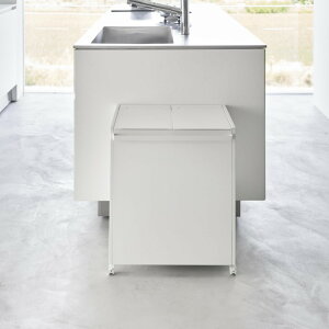 【レビュー特典】 山崎実業 【 蓋付き目隠し分別ダストワゴン タワー 45L 2分別 】tower 1820 1821キッチン 隠す 隠れる ごみ箱 フタあり ニオイ 臭い ダストボックス コロ付き キッチン 白 黒 シ