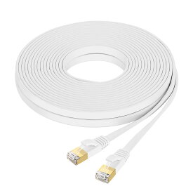 FOSTO Cat8 LANケーブル 12M 超高速 40Gbps/2000MHz カテゴリー8 準拠 イーサネットケーブル 隙間 有線ランケーブル インターネット フラットケーブル シールド RJ45 コネクタ ギガビット爪折れ防止 企業用 家庭用 モデム ルータ switch PS4 PS5 XBox等に対応(ホワイト)