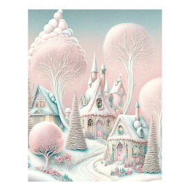 JISHSHAY ダイヤモンドアート キット 初心者 40x50cm ダイヤモンドアート 城 ビーズアート ピンクの城 5D ダイヤモンドアート雪 手芸キット 小屋 ダイヤモンドペインティング ピンク DIY ダイヤモンドアート 上級者 手作りキット 全面貼り付けタイプ 刺繍キット 芸術品