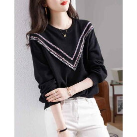 春 コーデ レディース ファッション オシャレ カワイイ シンプル きれいめ ナチュラル 上品カジュアル 婦人服 シンプル カジュアル スウェットシャツ エスニック ウェビング トップス