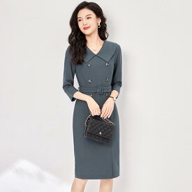 春 コーデ レディース ファッション オシャレ カワイイ シンプル きれいめ ナチュラル 上品カジュアル 婦人服 ドール カラー レースアップ スリム ドレス 通勤ウェア ウエスト スリミング スカート