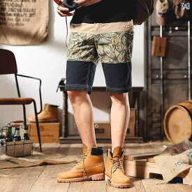 夏 迷彩 プリント カジュアル ショート パンツ メンズ ストレート スリムフィット 韓国ファッションファッションファッション スタイル パンツ ミッド パンツ