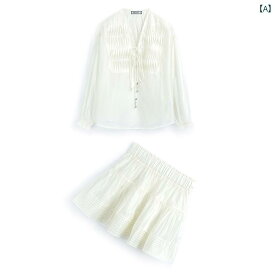 レディース ファッション オシャレ カワイイ 女性用 プリーツ シャツ ショート スカート スーツ