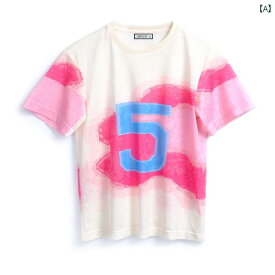 レディース ファッション オシャレ カワイイ 女性用 カラー デジタル プリント カジュアル ラウンドネック T シャツ