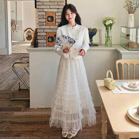レディース ファッション オシャレ カワイイ 女性用 シンプル 大人カワイイ 大きいサイズ 白 カジュアル スーツ 春 韓国ファッション コート ケーキ スカート
