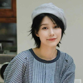 春 コーデ オシャレ 小物 アイテム レディース 立体　プリーツ　綿　麻　ベレー帽　ペインター　ハット　夏　男女兼用　デニムブルー