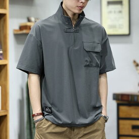 メンズ ファッション 服 男性用 オシャレ シンプル 大人 かっこいい 大きいサイズ ストリート 紳士服 夏 ハーフ ジップ 半袖 ポロシャツ アメリカン 冷感 速乾 半袖 T シャツ ワークトップス