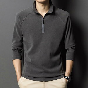 メンズ ファッション 服 男性用 オシャレ シンプル 大人 かっこいい ストリート カジュアル ベルベット スタンドカラー ハーフ ジップ 長袖 Tシャツ スウェットシャツ レイヤリング