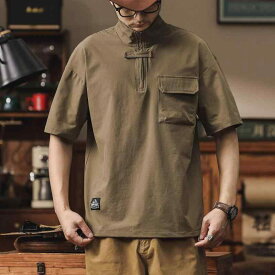 メンズ ファッション 服 男性用 オシャレ シンプル 大人 かっこいい 大きいサイズ ストリート 紳士服 ハーフ ジップ 冷感 ポロシャツ 半袖 ワークスタイル T シャツ 夏 スタンドカラー アメリカン T シャツ
