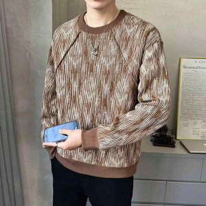 メンズ ファッション 服 男性用 オシャレ シンプル 大人 かっこいい ストリート 秋 冬コーデ タイダイ スウェット シャツ アメリカン レトロ ラウンドネック 長袖 レイヤリング シャツ