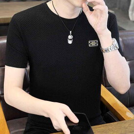 メンズ ファッション 服 男性用 オシャレ シンプル 大人 かっこいい 大きいサイズ ストリート 紳士服 クール 半袖 T シャツ ラウンドネック 夏 ハイエンド チェック柄 半袖 アイス フィール T シャツ