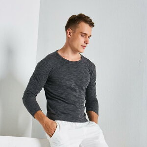 メンズ ファッション 服 男性用 オシャレ シンプル 大人 かっこいい 大きいサイズ ストリート 紳士服 長袖 T シャツ 秋 ラウンドネック スリム レイヤリング カジュアル 着 ダーク グレー