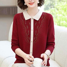 春 コーデ レディース ファッション オシャレ カワイイ シンプル きれいめ ナチュラル 上品カジュアル 婦人服 ドレス ニット トップス 長袖 ゆったり 干支 セーター