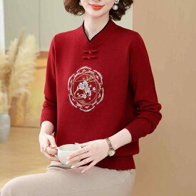 春 コーデ レディース ファッション オシャレ カワイイ シンプル きれいめ ナチュラル 上品カジュアル 婦人服 服 ニット ウール スタイリッシュ セーター 干支 赤 トップス