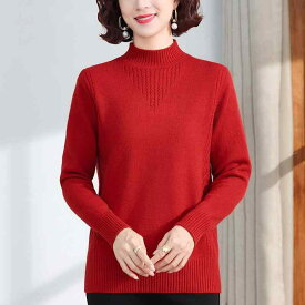 春 コーデ レディース ファッション オシャレ カワイイ シンプル きれいめ ナチュラル 上品カジュアル 婦人服 ハイネック 干支 レッド レイヤリング シャツ