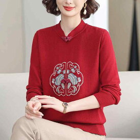 春 コーデ レディース ファッション オシャレ カワイイ シンプル きれいめ ナチュラル 上品カジュアル 婦人服 服 ニット シャツ セーター 干支 赤 トップス