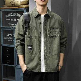 メンズ ファッション 服 オシャレ シンプル 大人 かっこいい 大きいサイズ ストリート 紳士服 秋 ヘビーウォッシュ レトロ ワークウェア シャツ アメリカン 長袖 コットン シャツ カジュアル ジャケット