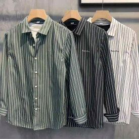 メンズ ファッション 服 オシャレ シンプル 大人 かっこいい 大きいサイズ ストリート 紳士服 シャツ 縦縞 カジュアル アイロン不要