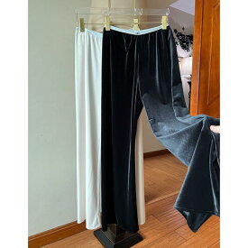 秋服 レディース ファッション オシャレ カワイイ シンプル 大人カワイイ 大きいサイズ 快適 文字 ストレッチ ウエスト ベルベット ワイド レッグ パンツ スリム ストレート