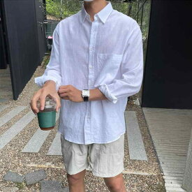 秋冬 コーデ メンズ 服 シンプル ファッション オシャレ 大人 かっこいい 大きいサイズ ストリート 紳士服 韓国スタイル カジュアル アイロン フリー シャツ シンプル 無地 長袖 ハイエンド トップス
