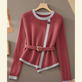 秋服 レディース ファッション オシャレ カワイイ シンプル 大人カワイイ 大きいサイズ トップス レンガ色 セーター