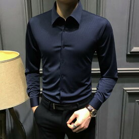 秋冬 コーデ メンズ 服 シンプル ファッション オシャレ 大人 かっこいい 大きいサイズ ストリート 紳士服 シームレス ビジネス 長袖 シャツ スリム アイロン フリー