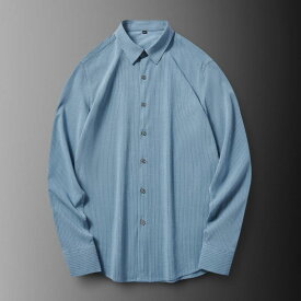 秋冬 コーデ メンズ 服 シンプル ファッション オシャレ 大人 かっこいい 大きいサイズ ストリート 紳士服 長袖 シワ防止 アイロン フリー シャツ ビジネス カジュアル ストライプシャツ ハイエンド