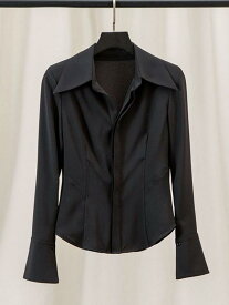 春 コーデ レディース ファッション オシャレ カワイイ シンプル きれいめ ナチュラル 上品カジュアル 婦人服 シック アウター 無地 トップス 長袖 スリムフィット シャツ ウエスト