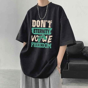 メンズ ファッション 服 男性用 オシャレ シンプル 大人 かっこいい ストリート スエード ヘビー ハーフスリーブ Tシャツ アメリカン レトロ プリント 半袖 レイヤリング 服