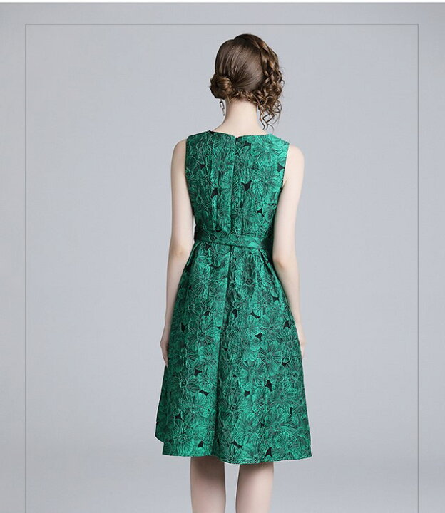 楽天市場 立体フラワーテキスタイルワンピース パーティードレス 結婚式 ワンピース フォーマル 披露宴 卒業式 入学式 発表会 二次会 代 30代 40代 大人 レディース ミディアム丈 ひざ丈 春 夏 Lideel リデール