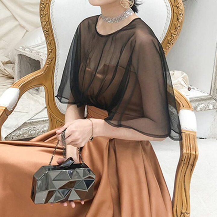 楽天市場】オーガンジーケープロングドレス □ パーティードレス 結婚 