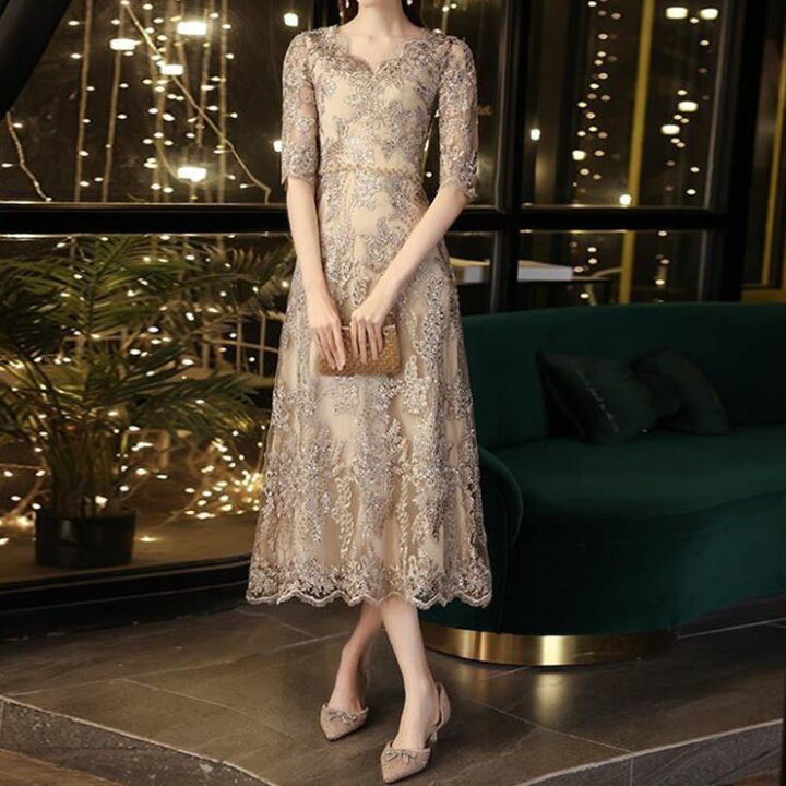 楽天市場】花柄総レースワンピース □ パーティードレス 結婚式 