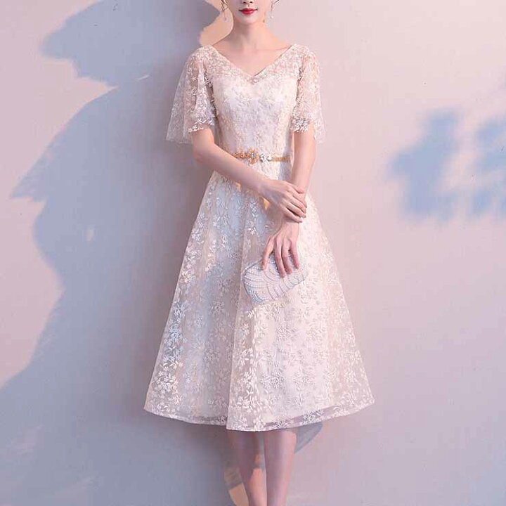 楽天市場】【 3/11まで5,976円】 花柄刺繍フレアスリーブAライン  