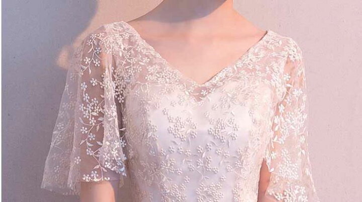 楽天市場】【 3/11まで5,976円】 花柄刺繍フレアスリーブAライン  