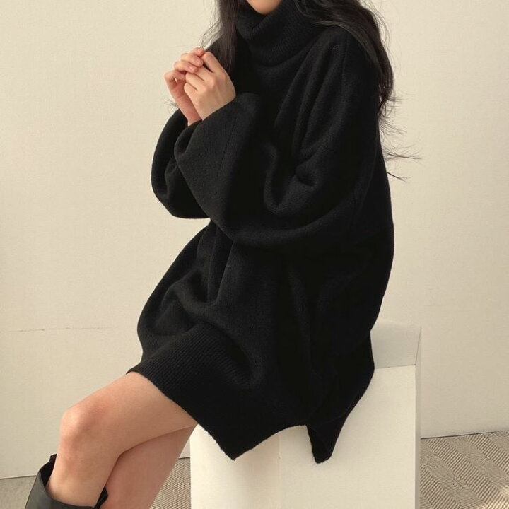 楽天市場】オーバーサイズタートルネックワンピース □ ニット Knit  