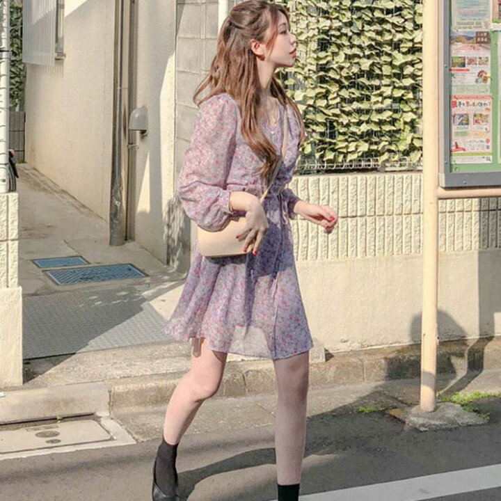 楽天市場】小花柄シフォンミニワンピース □ ワンピース ドレス ドレス 