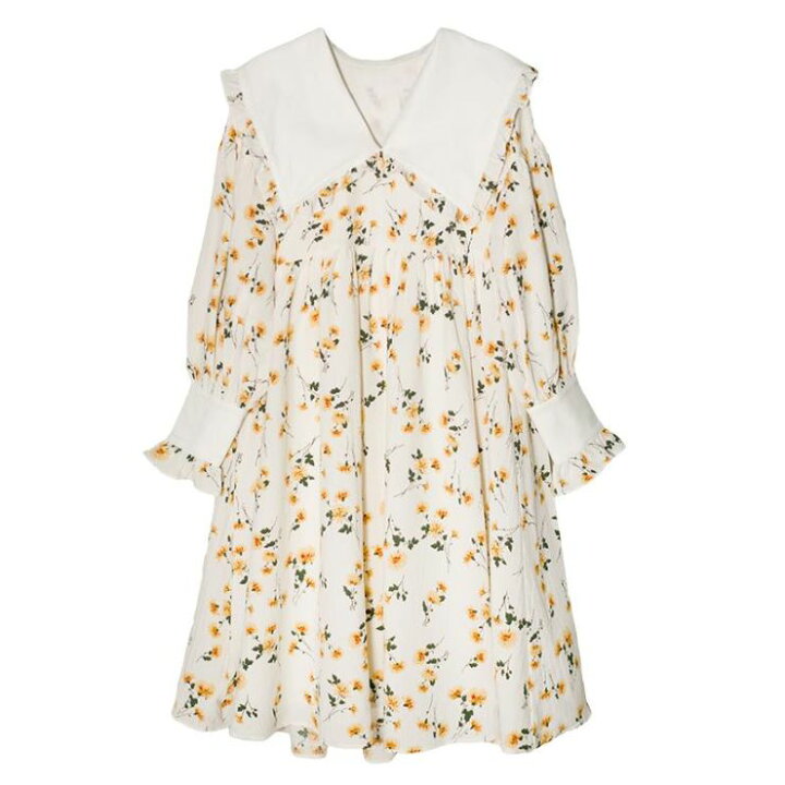 楽天市場】【 3/11まで5,175円】 ふんわり黄色の花柄ワンピース 