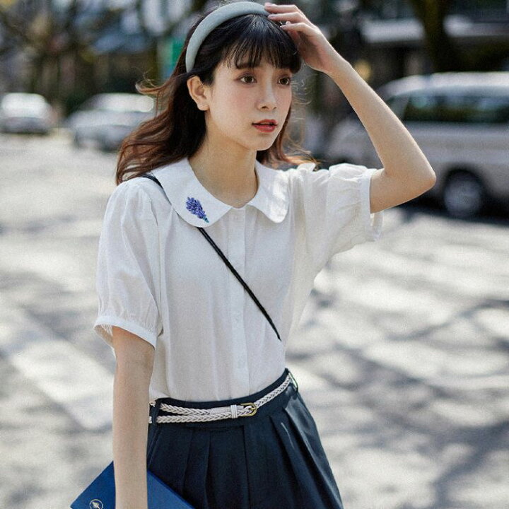 楽天市場】花刺繍レトロブラウス □ シャツ ブラウス OL オフィス 