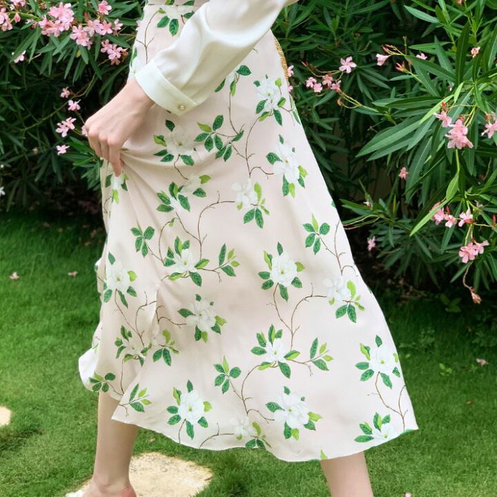 楽天市場】花柄模様シルクスカート □ スカート すかｰと Skirt  