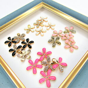 小花貼り付けパーツ DIY セット 角デコ ウエルカムボード デコレーション デコ電 センターパーツ アクセサリー リボン ストーン キラキラ クリスタル 素材 フラワー