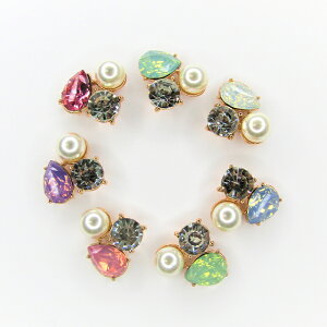 キラキラビジュー パール ミルキーストーン クリスタル ビジュー カボション 貼り付け センターパーツ DIY アクセサリー リボン ハンドメイド デコ盛り 押しカラー 可愛い 萌え 綺麗