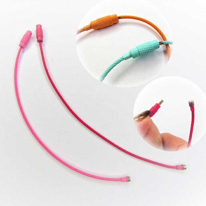 楽天市場】ワイヤーチェーン キーホルダー リング ネジ式 カラー 