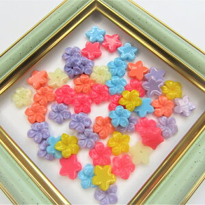 プラパーツ フラワー デコ 小花 アレンジ可能 貼り付け センターパーツ カボション ハンドメイド 可愛い花 ピアス キッズアクセサリー 20g約50個