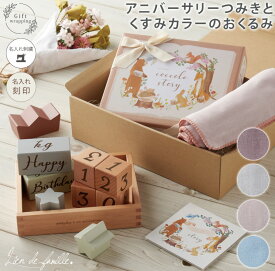 出産祝い 女の子 男の子 月齢フォト 木製 つみき おくるみ ギフトセット 名入れ ベビー ウッドトイ 新生児 1歳 誕生日 シンプル かわいい ママもつかえる ブランケット 全4色 マタニティフォト Lien de famille リヤンドファミーユ