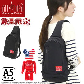 ManhattanPortage マンハッタンポーテージ ボディバッグ 限定モデル BE＠RBRICK ベアブリック 正規品 ボディ バッグ カバン レディース メンズ サブバッグ アウトドア 散歩 ブラック 黒 A5 Little Italy Crossbody Bag w MP1927BE@RBRICK23